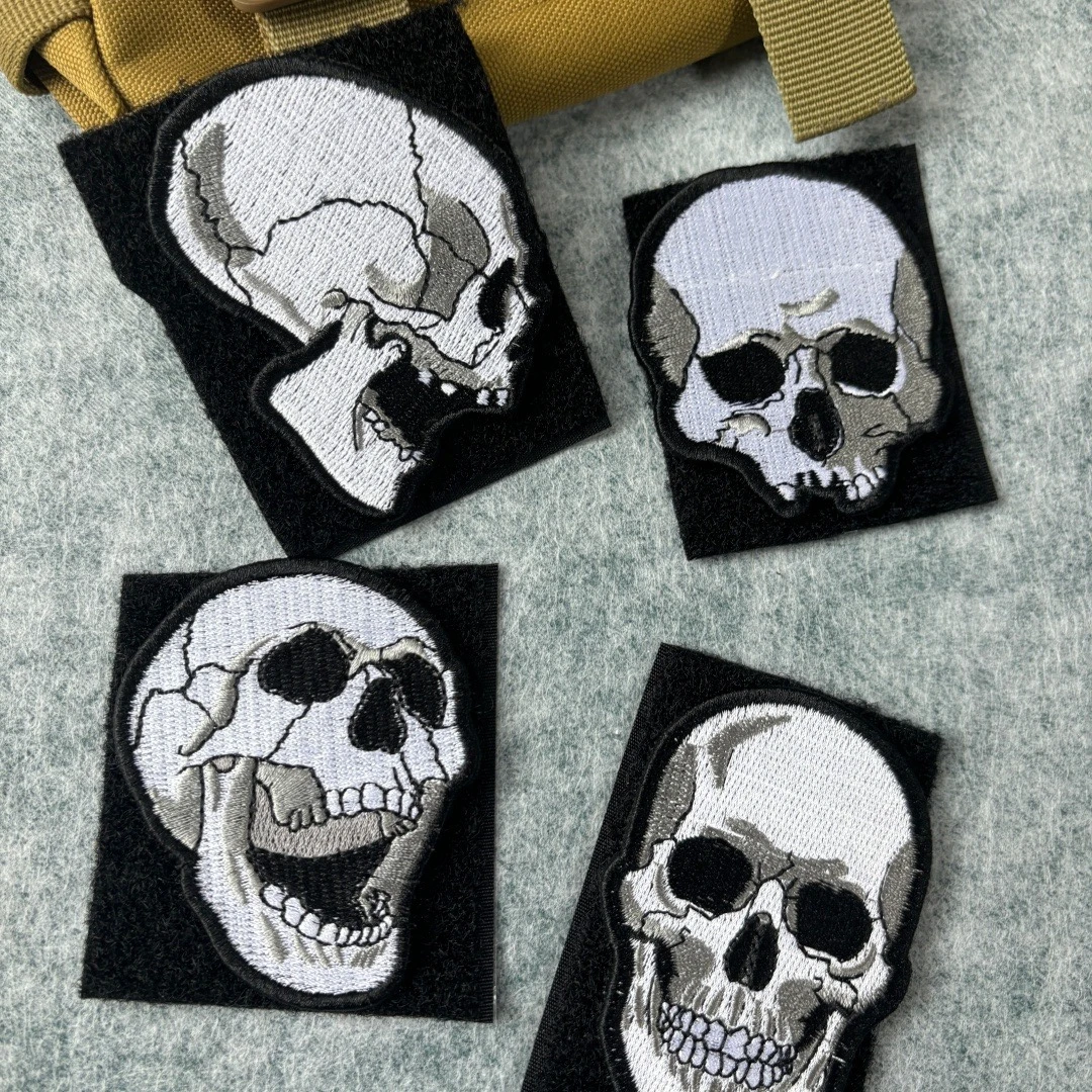 Parche táctico de calavera para Halloween, parches bordados con gancho y bucle, brazalete autoadhesivo, insignia de moral del ejército militar, pegatinas para mochila - imagen 2