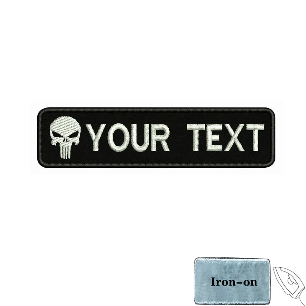 Parche de números de nombre personalizado, insignia de rayas para planchar o gancho, pata de perro, huellas de perro, cráneo, punisher, teléfono, 10cm x 2,5 cm, 1 ud. - imagen 4