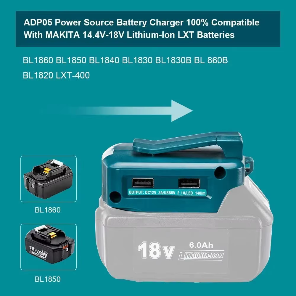 Adaptador foco LED Makita 18V con USB dual – Linterna trabajo - imagen 5