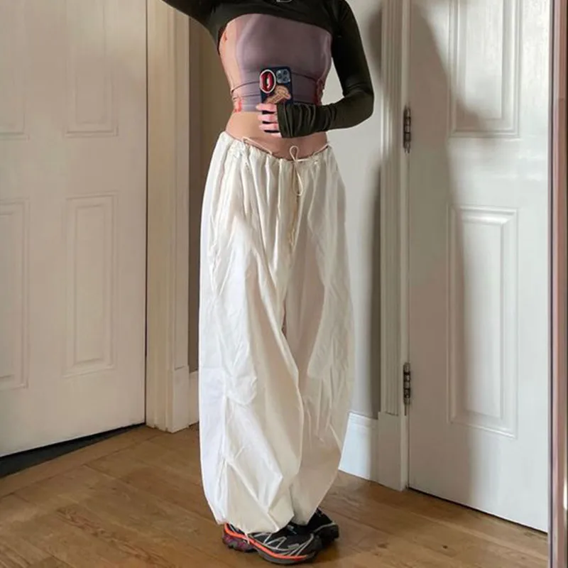 Pantalones Cargo holgados de cintura baja para mujer, pantalón holgado de pierna ancha, Estilo Vintage, Y2K - imagen 5