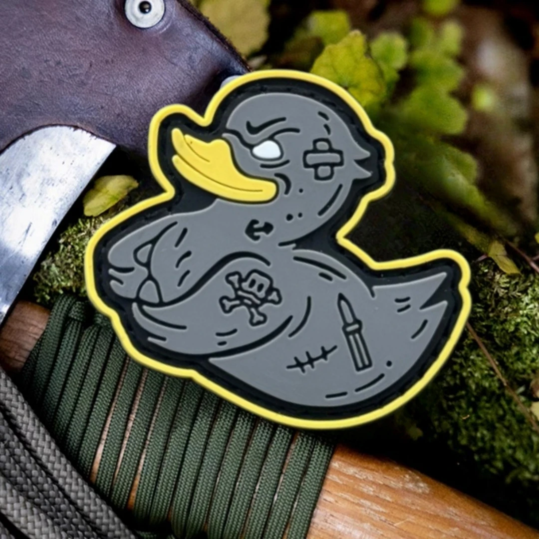 "¡Evite yo! !!" Parche táctico con insignia de moral de pato, parches de gancho y bucle de PVC 3D para ropa, emblema del ejército militar, pegatina para mochila