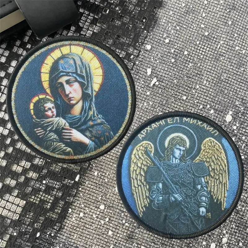 Parche táctico de la Virgen de Dios, insignia para brazalete, gancho y bucle, parches militares del Arcángel Michael, accesorios para mochila al aire libre, pegatina - imagen 2