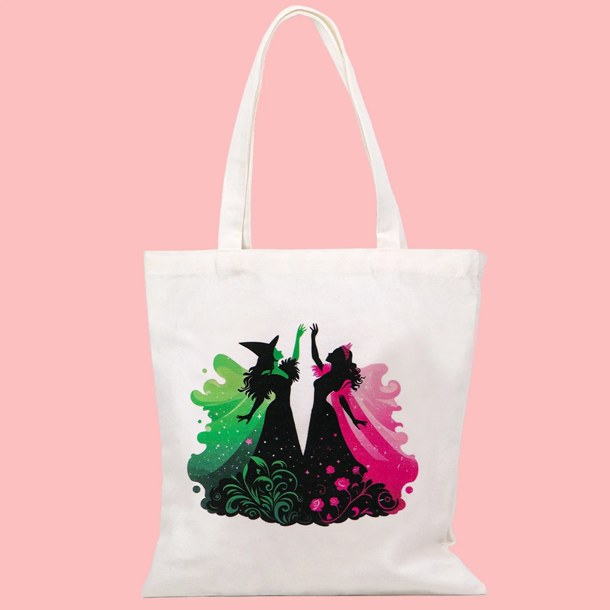 Bolso de mano de lona de bruja de película, bolso de compras para mujer, bolso de hombro de colegio plegable, bolsa de almacenamiento de moda - imagen 5