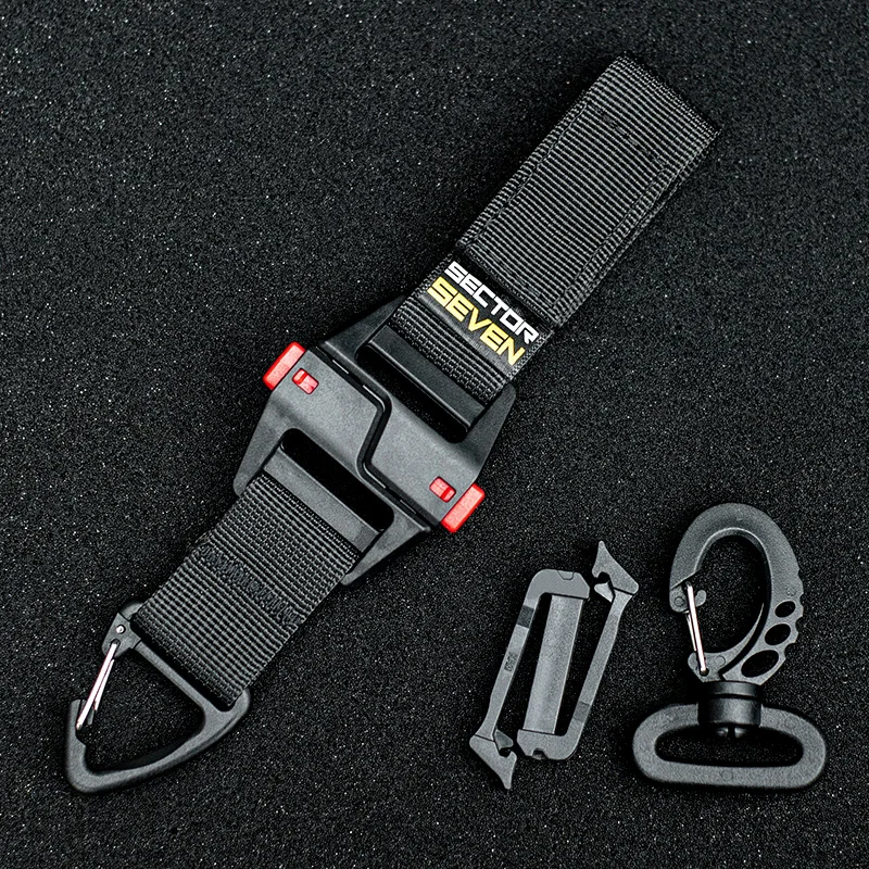 Cinturón táctico multiusos con hebilla desmontable, triángulo, colgante rápido, gancho de un solo punto, llavero de supervivencia EDC - imagen 2