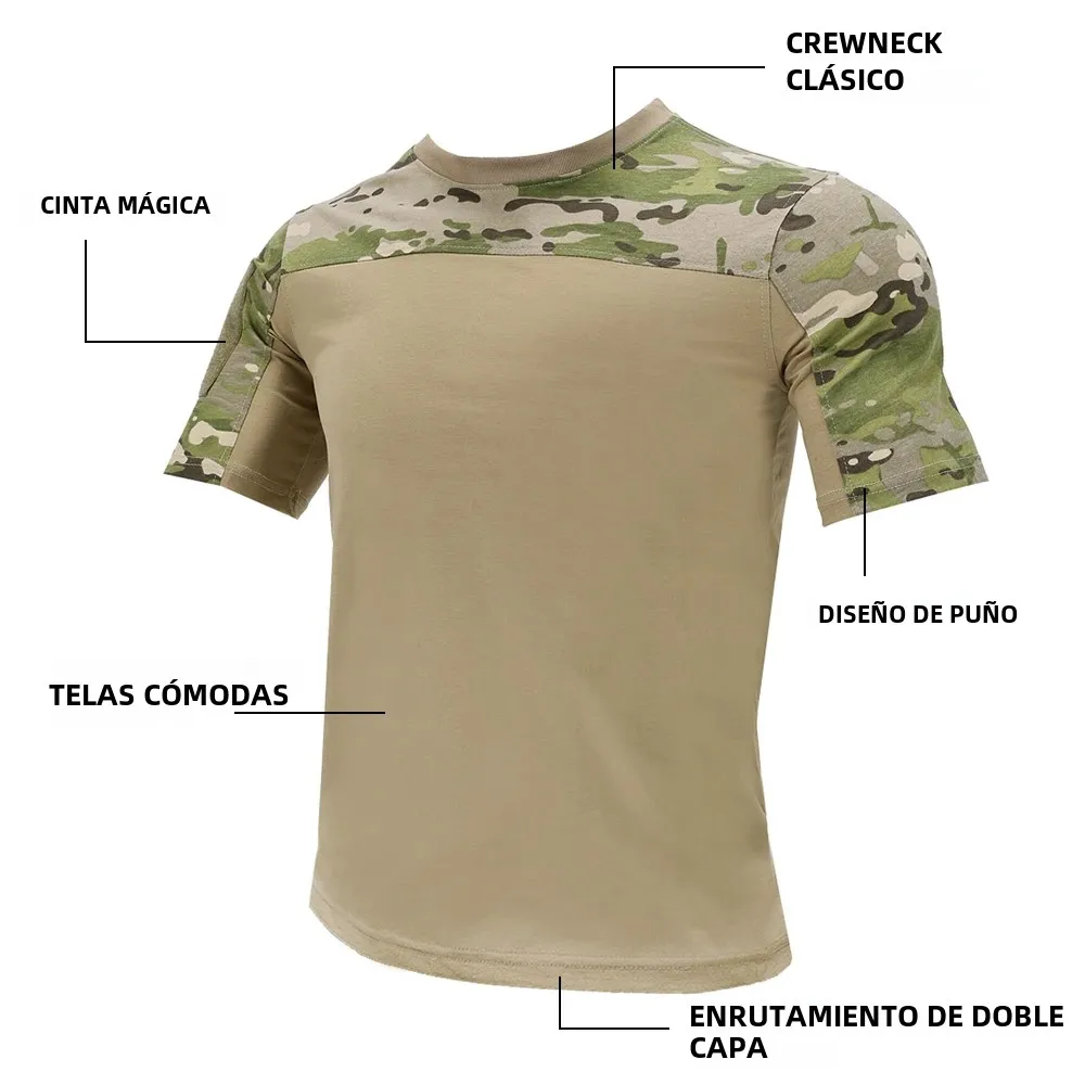 Nueva camiseta del ejército de camuflaje de asalto para hombre, camisa táctica militar de manga corta, camisas de combate de camuflaje Multicam de secado rápido para exteriores - imagen 5
