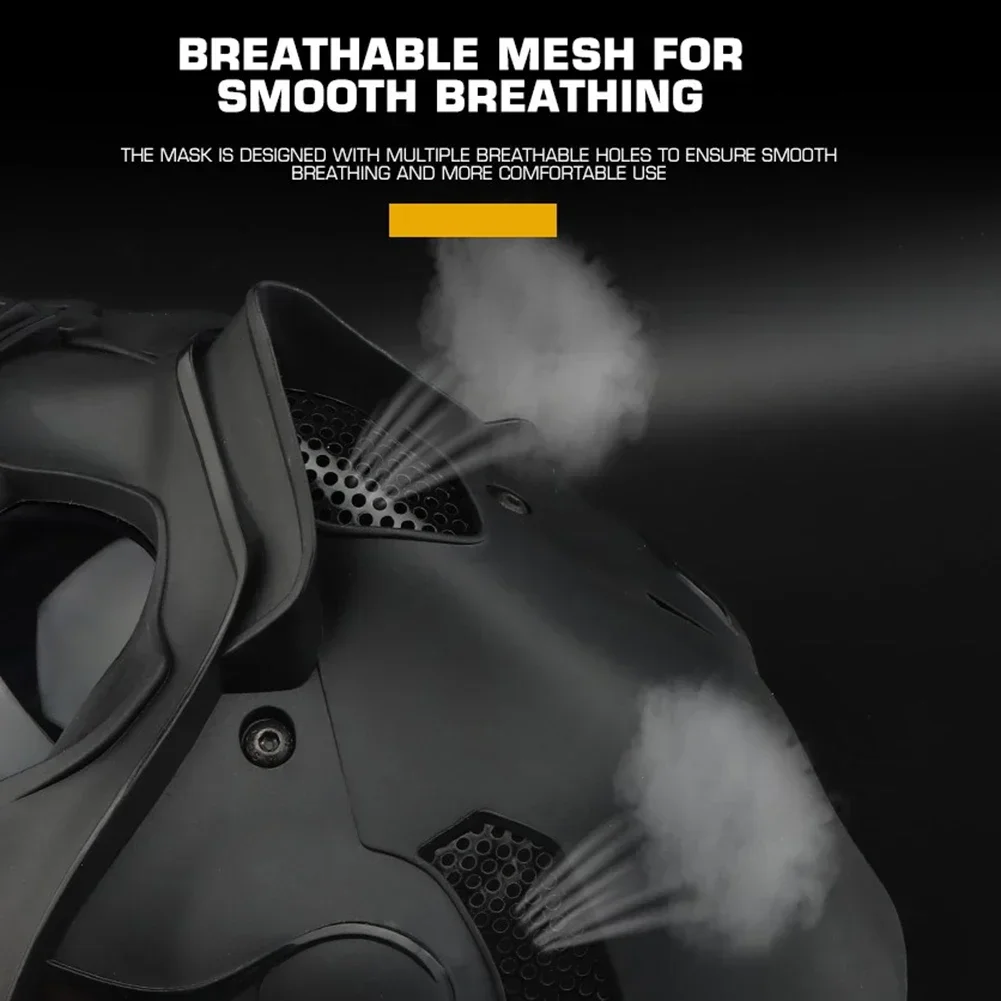 Máscara táctica de cara completa, casco combinado, casco protector transpirable para Airsoft, Paintball, accesorios de película de Halloween - imagen 5
