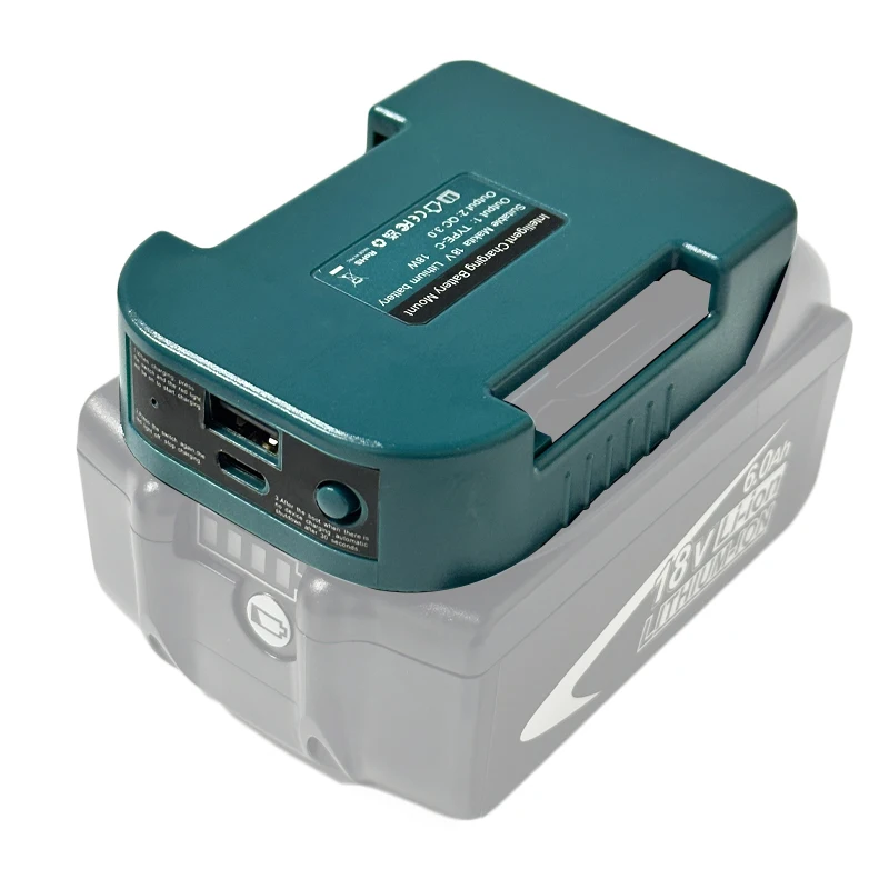 Estante de carga rápida para batería Makita Lithitum de 18V, adaptador portátil con puerto USB de 5V y puerto tipo C de 18W, carga rápida, 2 uds. - imagen 2