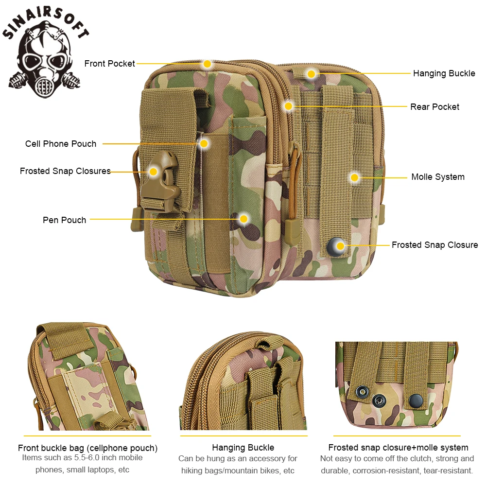 Bolsa táctica Molle para caza, riñonera con cinturón, paquete táctico militar, funda con bolsillo, bolsa deportiva de camuflaje para Iphone - imagen 5