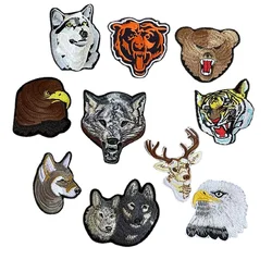 Insignias de animales, apliques de tela, pegatinas para ropa, lobo, perro, águila, bordado de tigre, parches para planchar, decoración para ropa