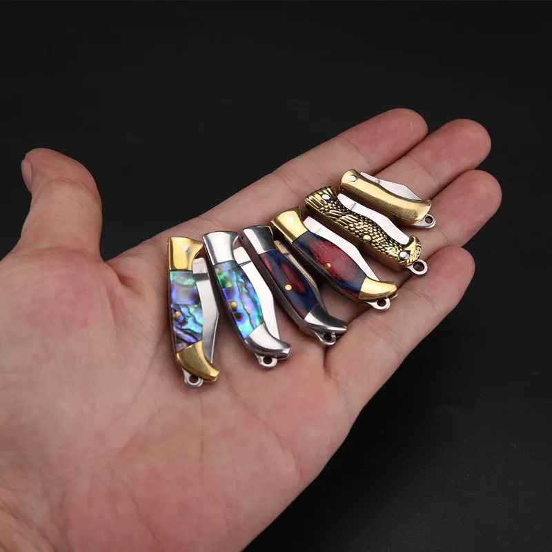Mini navaja plegable llavero latón – Herramienta EDC para paquetes - imagen 2