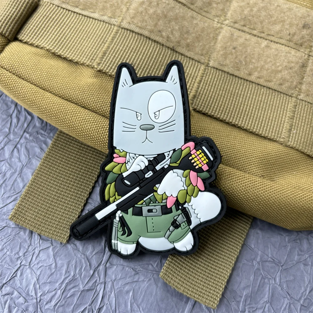 Parche de PVC de rata de gimnasio para ropa, pegatinas de gato, conejo, parches tácticos militares, mochila, gancho y bucle, Wappen - imagen 5