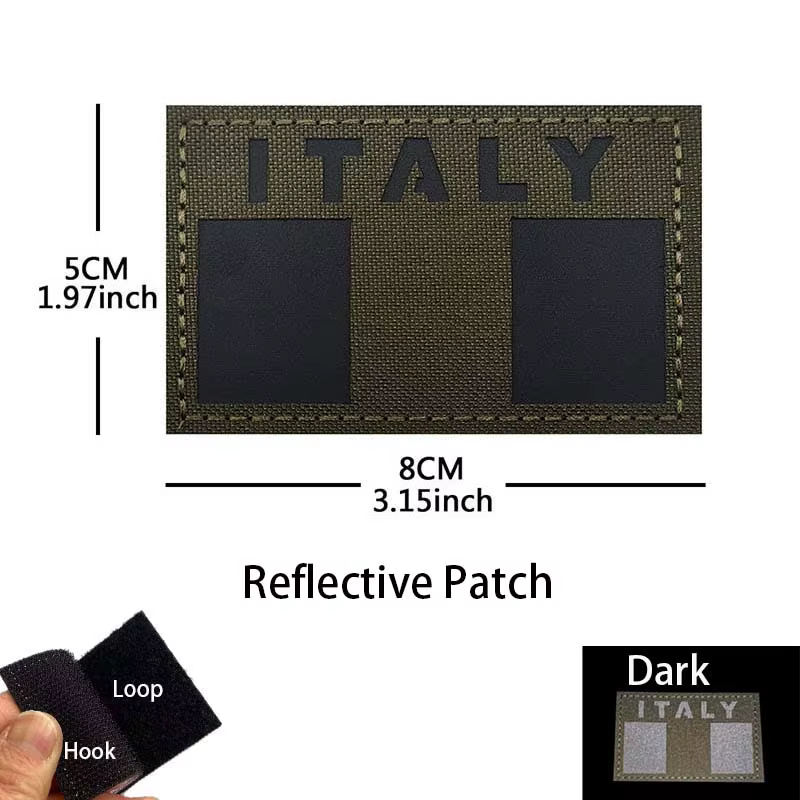 Parche bordado reflectante IR bandera de Italia para MOLLE - imagen 5