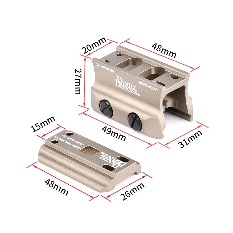 WADSN táctico DD Micro montaje apto para mira de punto rojo Daniel defensa Metal CNC aleación de aluminio Picatinny riel de 20mm - imagen 4