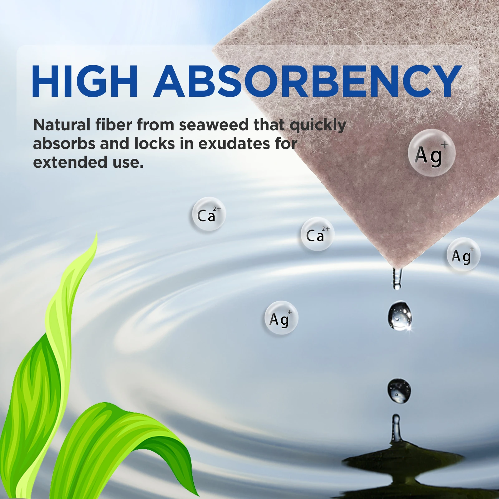Gasa de vendaje suave y absorbente para el cuidado de heridas, vendaje de heridas de alginato Ag de calcio de plata, 5/10 piezas, 2 "/3"/4" - imagen 2