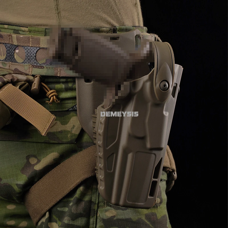 Funda táctica para SIG P320 M17, doble bloqueo de seguridad con cinturón, plataforma de pierna caída, Airsoft, caza, diestro, M-17 - imagen 4