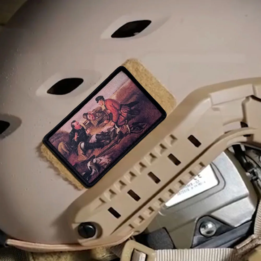 Parches de Meme "Hunter Resting", parche de gancho y bucle, brazalete moral, insignia de moral del ejército militar, pegatinas tácticas para mochila - imagen 5