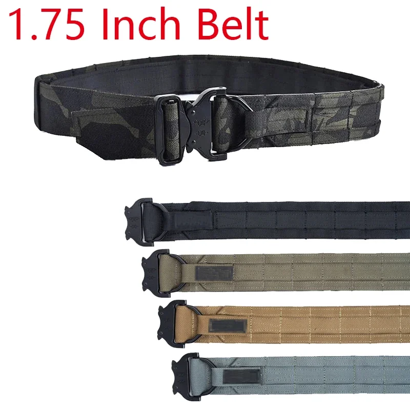 Cinturón de combate táctico militar, equipo de Airsoft Molle, hebilla de liberación rápida, doble capa, 1,75 pulgadas