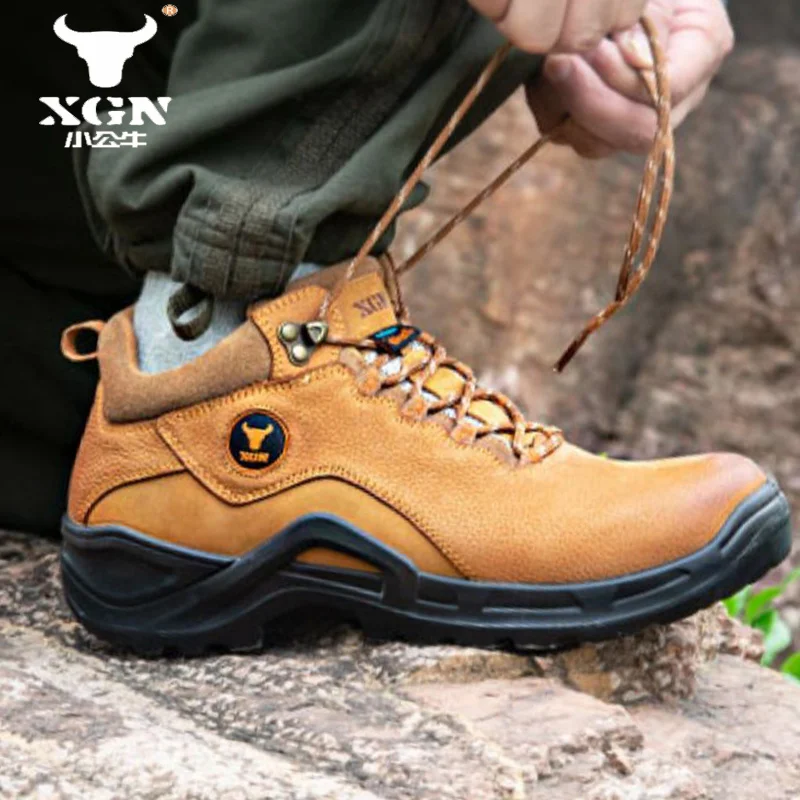 XGN-zapatos de senderismo de piel de vaca para hombre, zapatillas antideslizantes impermeables para eventos, botas de caza, botas tácticas de viaje de combate en el desierto - imagen 2
