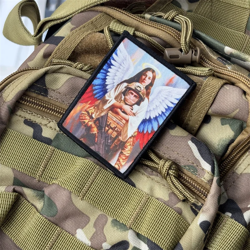 Parche Chevron Angels Protect The Soldiers para ropa, insignia de moral táctica, brazalete estampado, gancho, parche militar, mochila