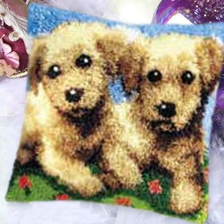 Cojín decorativo con diseño de perro hecho a mano en lienzo impreso