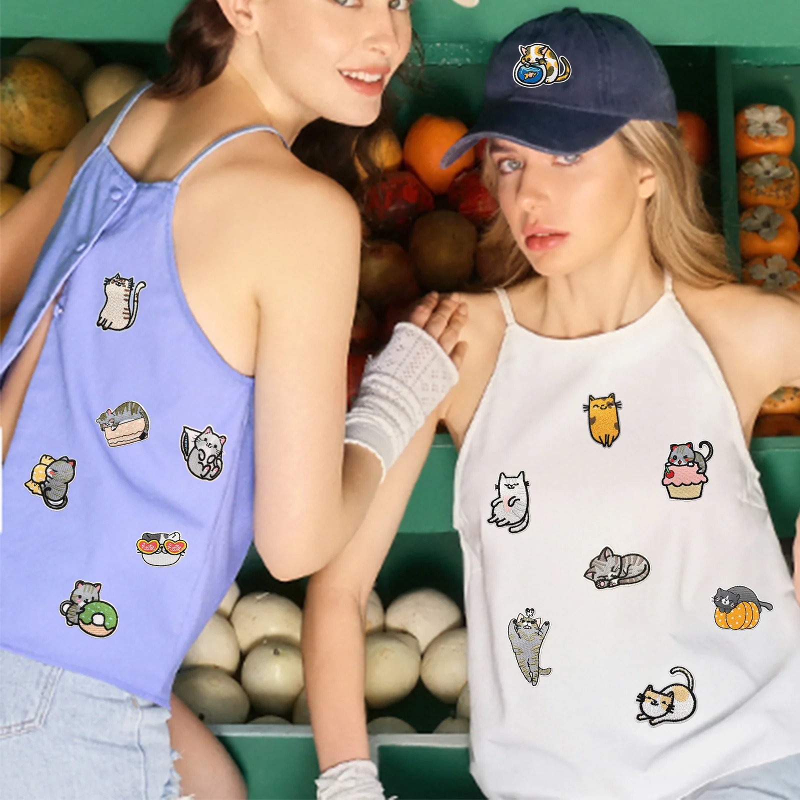 Parche de hierro bordado con gato de dibujos animados, parche divertido de gatito para camisas, pantalones vaqueros, sombreros, mochila, accesorio de apliques - imagen 4