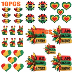 10 unids/lote, parches bordados negros del Día de la independencia con tema de unidad, parches para planchar DIY para ropa, chaquetas, sombreros, insignias de costura