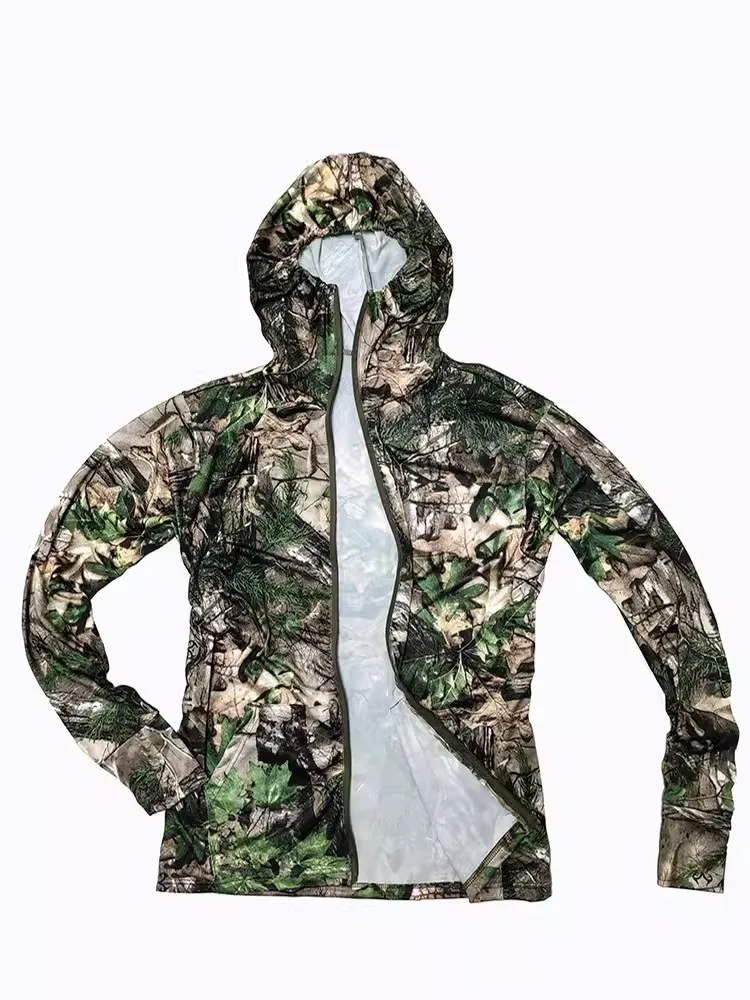 Ropa Deportiva de camuflaje biónico, traje de pesca y caza, protector solar fino, ligero, alto elástico, Media Icesilk, Verano - imagen 5