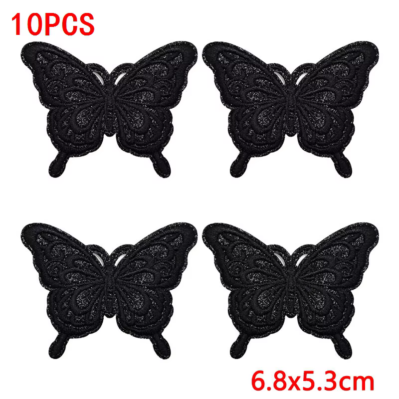 Parche bordado mariposa termoadhesivo con encaje y brillo para ropa - imagen 2