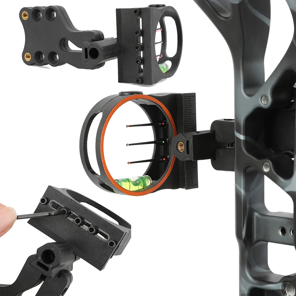 Mira de arco de 3 pines, arco compuesto de aleación de aluminio, mira de tiro con arco, mano derecha, entrenamiento de práctica de objetivo, fácil instalación - imagen 2