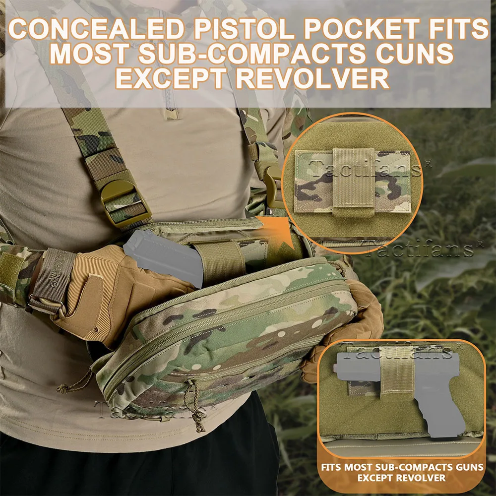 Bolsa de pecho para hombre Molle EDC, chaleco táctico con funda de pistola oculta, bolsa de aparejo de pecho de utilidad para correr y cazar - imagen 5