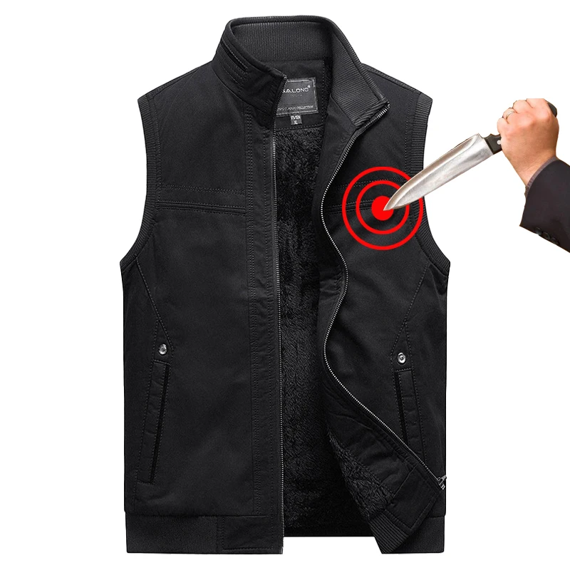 Chaleco Anti-hacking de autodefensa para hombre, protección de seguridad, talla grande, táctico militar, corte antipuñaladas, ropa gruesa oculta suave - imagen 2