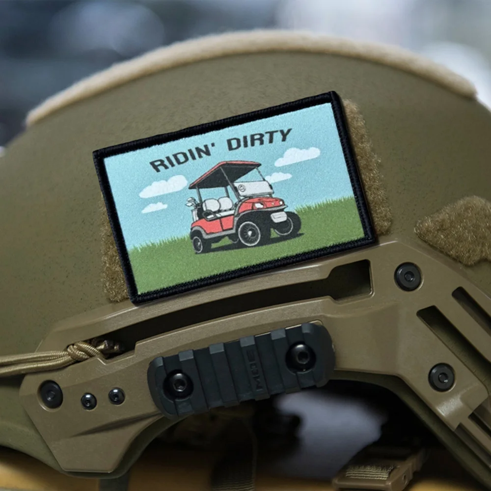 Parche táctico para coche RIDIN' DIRTY, parches de gancho y bucle, insignia de moral militar, brazalete del ejército, pegatinas para mochila