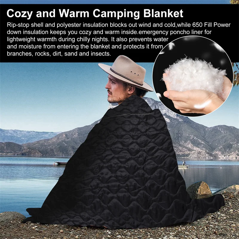 LQARMY Poncho táctico forro camuflaje repelente al agua Woobie manta acolchada adecuada para acampar, tiro caza - imagen 4