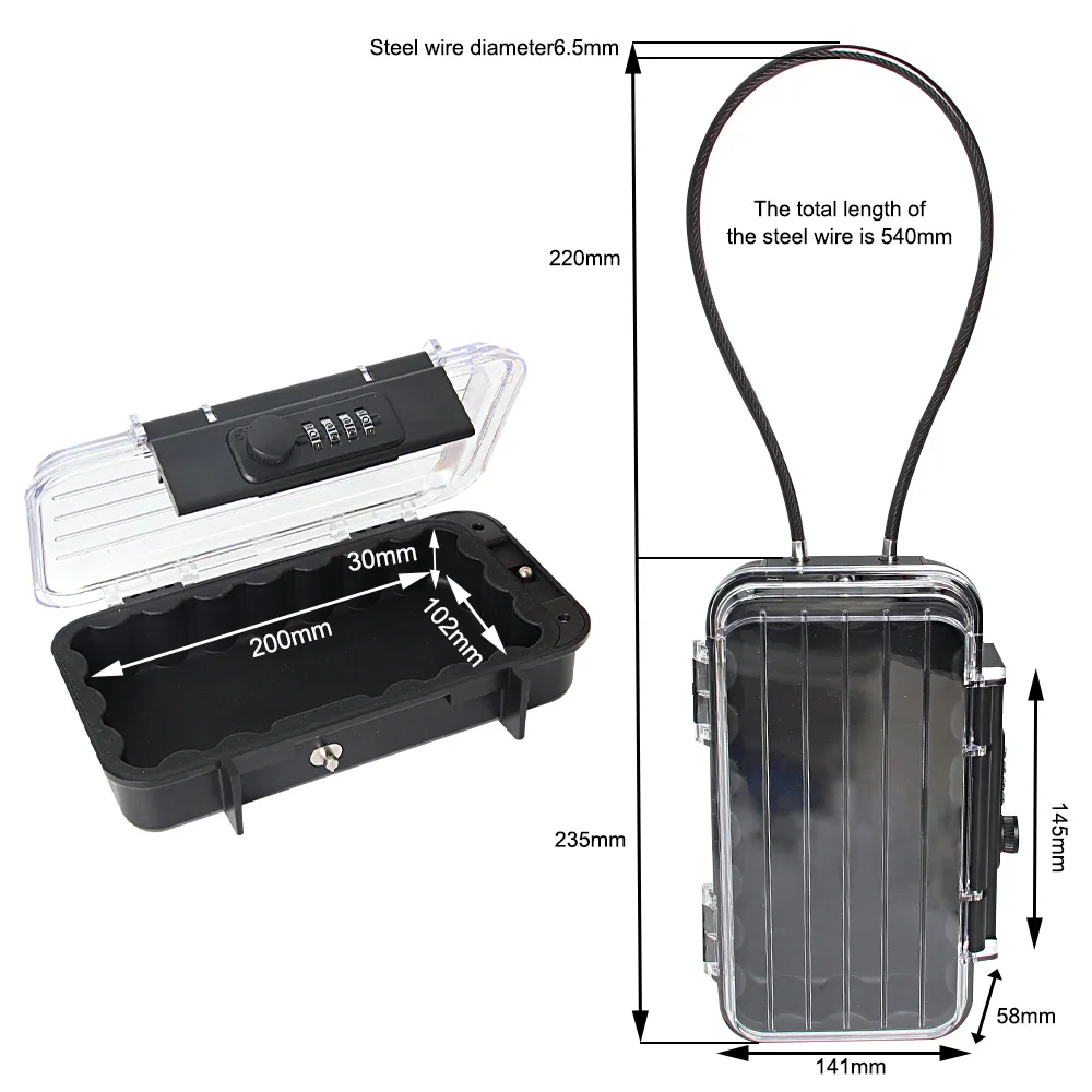 Caja de Seguridad portátil para teléfono móvil, caja de almacenamiento transparente con contraseña, resistente al agua, con mango de Cable extraíble - imagen 3