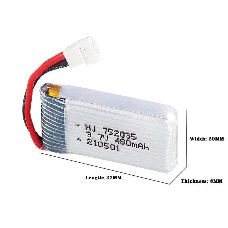 Batería Lipo H31 de 3,7 V, 480mAh, 752535, cargador para H107, H31, KY101, E33C, E33, Drone RC, helicóptero, piezas de repuesto, 3,7 V - imagen 3