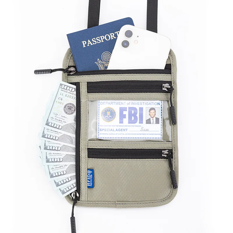 Bolso para pasaporte con cuello multifuncional, bandolera, bolsa de almacenamiento de un solo hombro, funda protectora para documentos y billetes, 180 horas sin visa - imagen 3