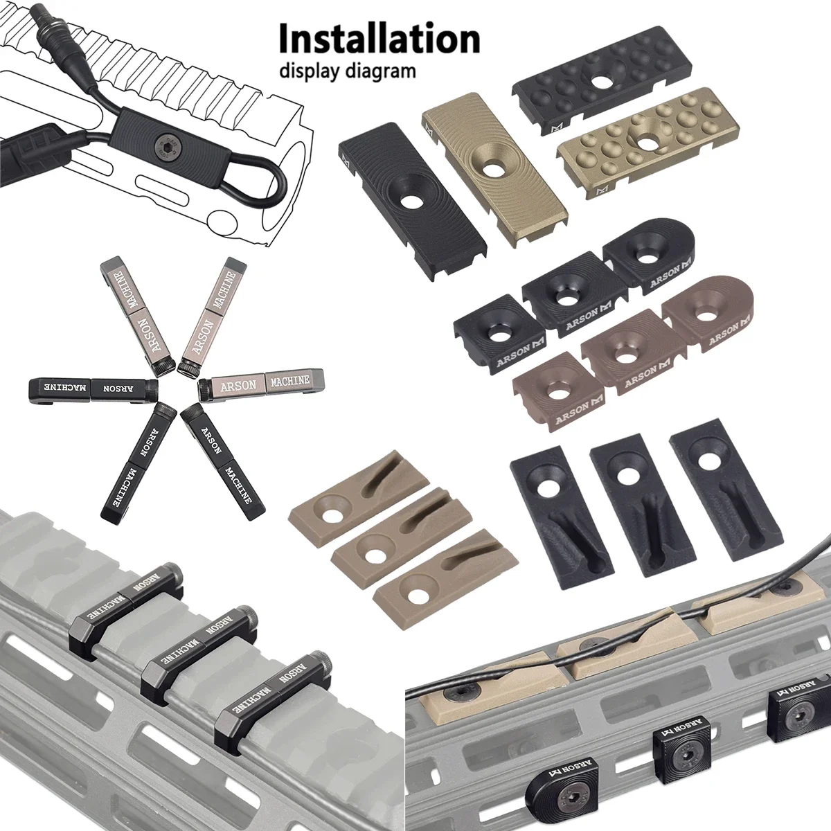 Guía de cables M-LOK táctica con clip organizador para linterna - imagen 5