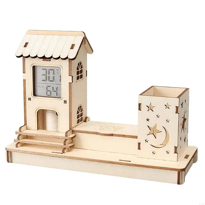 Sensor de temperatura y humedad educativo en sacapuntas de madera