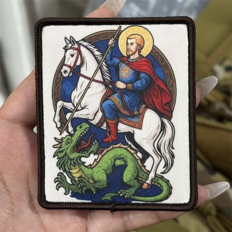 Parche "Saint George", insignia de moral táctica, brazalete con estampado, gancho, parches militares, ropa, mochila - imagen 4