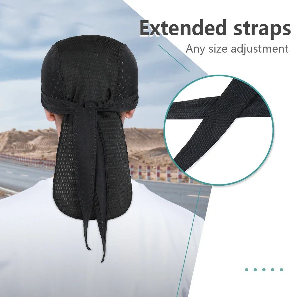 Gorro deportivo de secado rápido para correr, gorro negro para ciclismo, sombrero de pirata, montar en bicicleta, pescar, tenis, bicicleta, diadema para hombres y mujeres, bufanda - imagen 5
