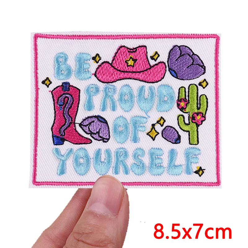 Parches bordados de vaquera occidental/Cowboy para ropa, chaquetas, parche de dibujos animados DIY, parches para planchar para ropa, pegatina para coser letras - imagen 4