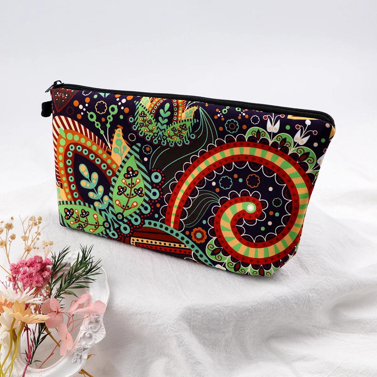 Bolsa de maquillaje de estilo bohemio para mujer, organizador de cosméticos Vintage, bolsa con cremallera, bolsa de cosméticos de viaje, bolsas de maquillaje para mujer - imagen 4