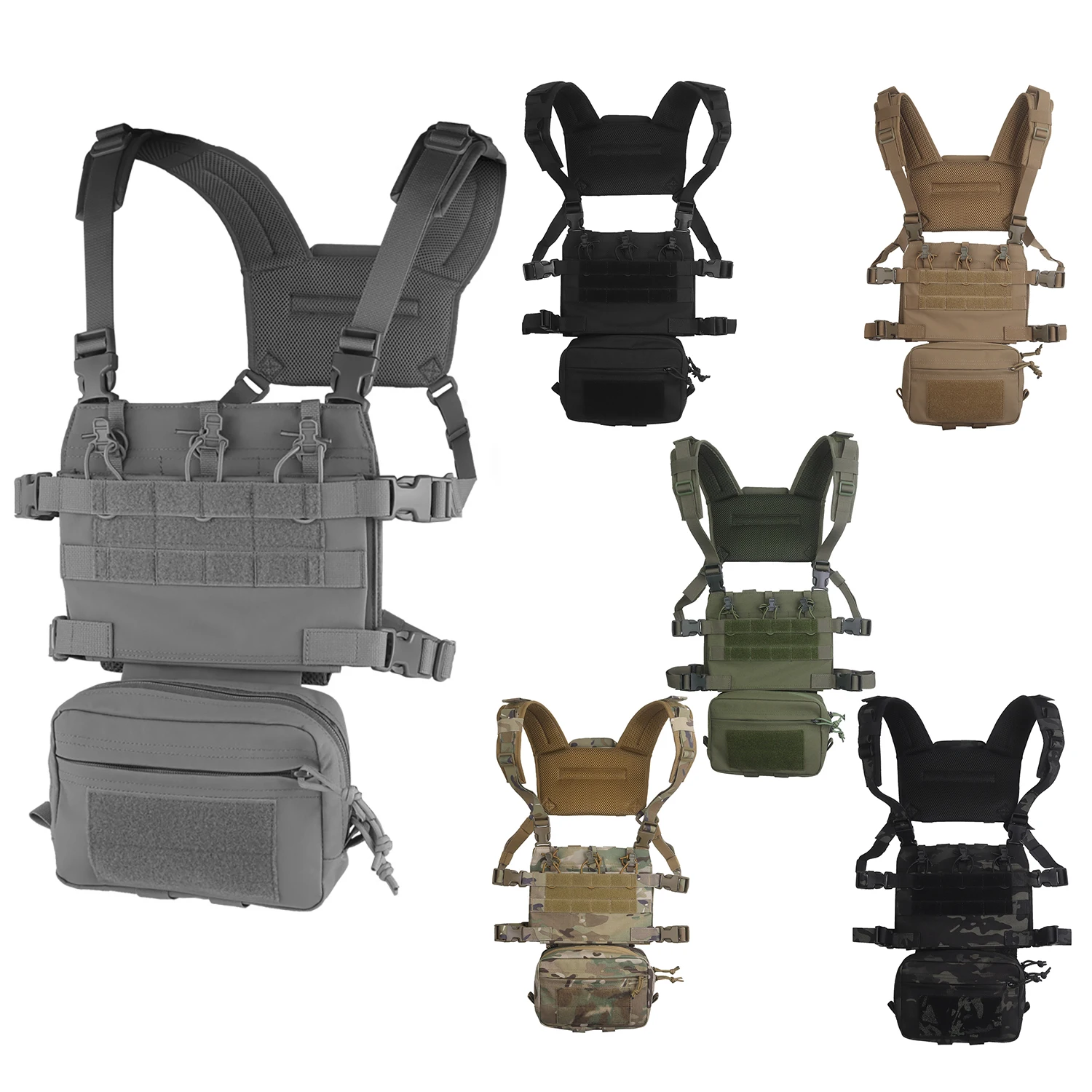 Plataforma de pecho táctica de asalto serie R, hebilla de liberación rápida de 6 Mag, Compatible con MOLLE, compatible con placas de 10x12 para entrenamiento Airsoft - imagen 2