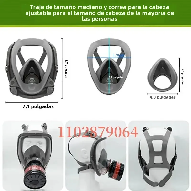 Máscara de Gas ácido/orgánico/Ammonia 6800 máscara facial completa respirador pintura pesticida químico laboratorio antipolvo filtros multifunción - imagen 5