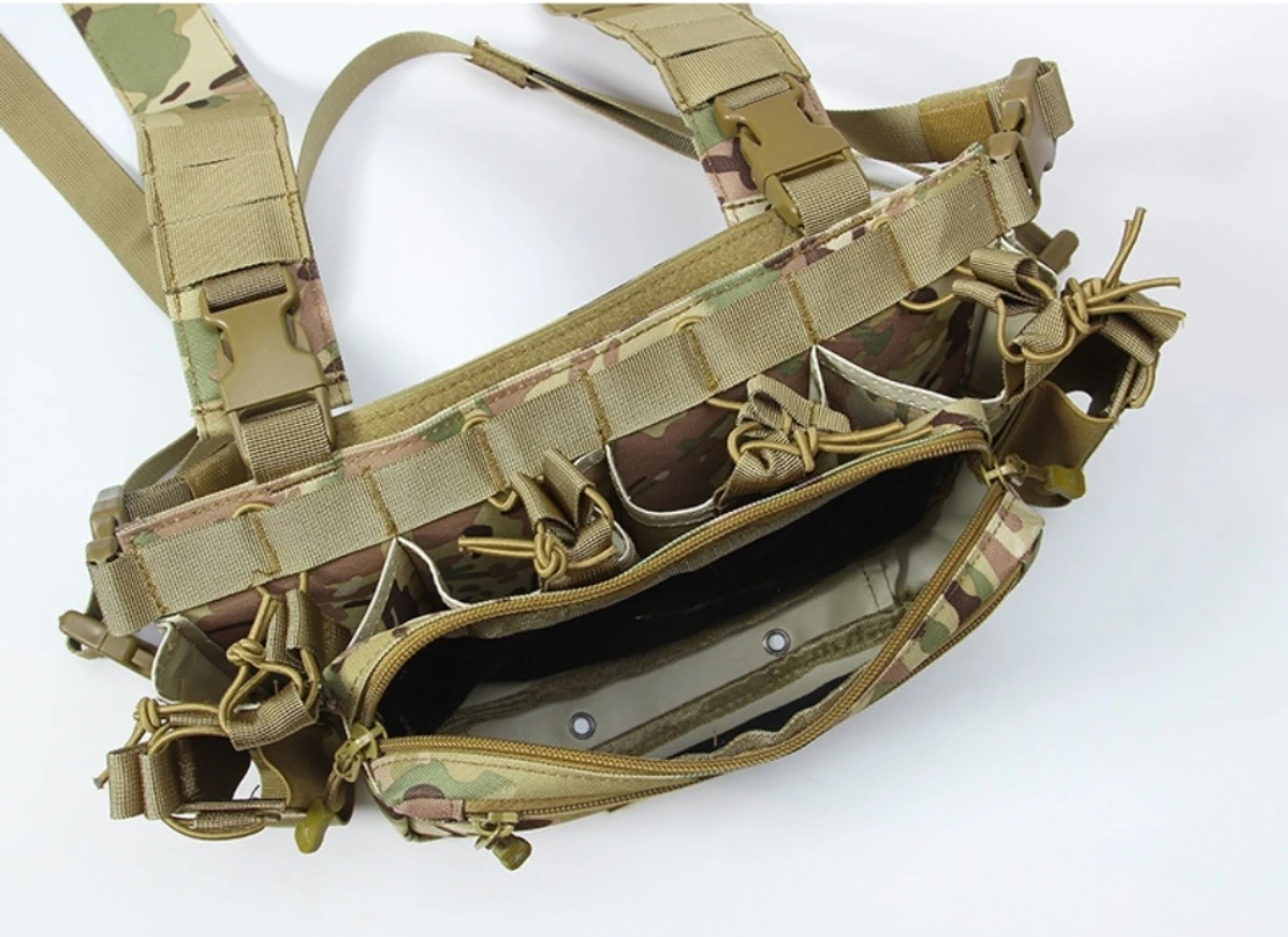 Chaleco táctico con correa para el pecho MOLLE, traje de entrenamiento ligero multifunción con montaje de ruptura rápida