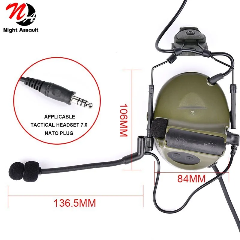 WADSN-auriculares de tiro de caza del ejército Tacti, cascos Airsoft Paintball CS Wargame, sin recogida, reducción de ruido - imagen 2