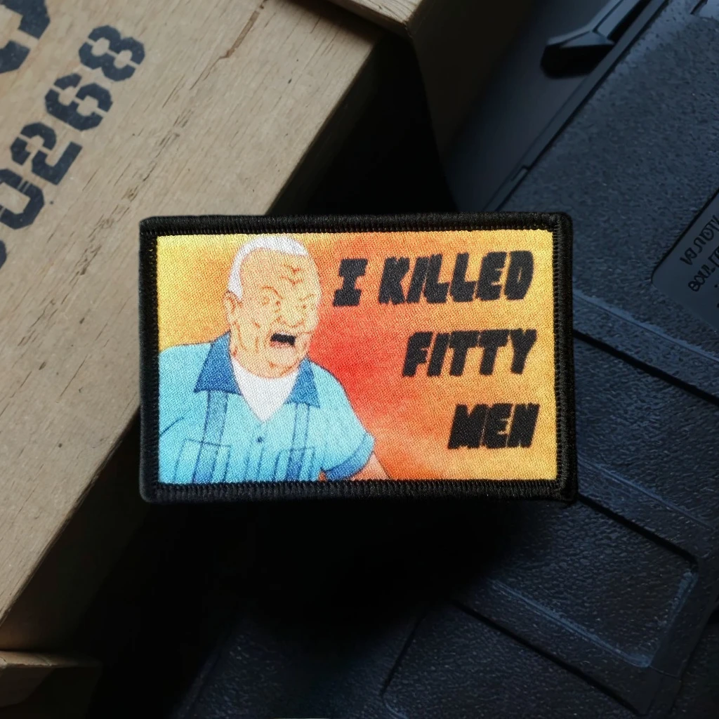 Parche bordado de medidor divertido, brazalete militar táctico con estampado de insignia de moral de anciano, parche de gancho y bucle para ropa - imagen 4