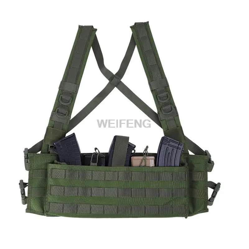 Chaleco táctico Molle, aparejo de pecho militar de 5,56mm, soporte para cargador, bolsa frontal para Paintball, Airsoft de caza - imagen 3