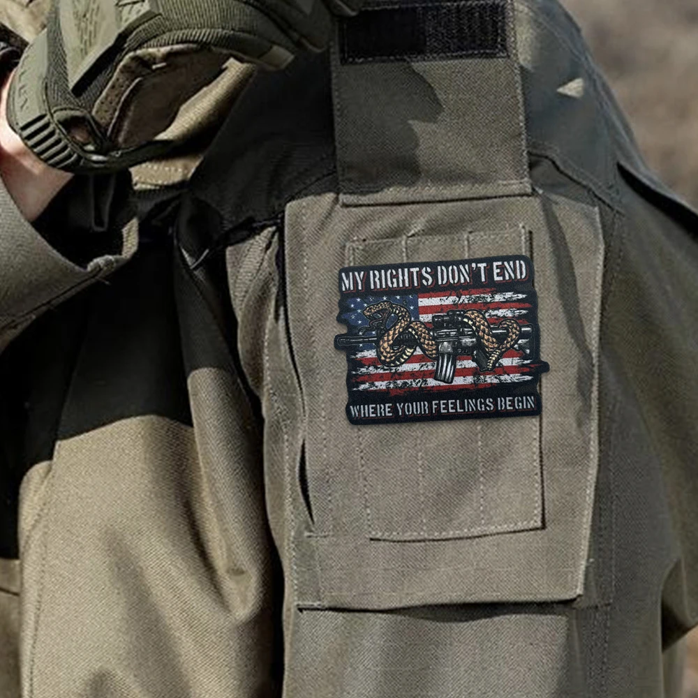 Parche táctico velcro serpiente y arma estilo meme, para mochila - imagen 5