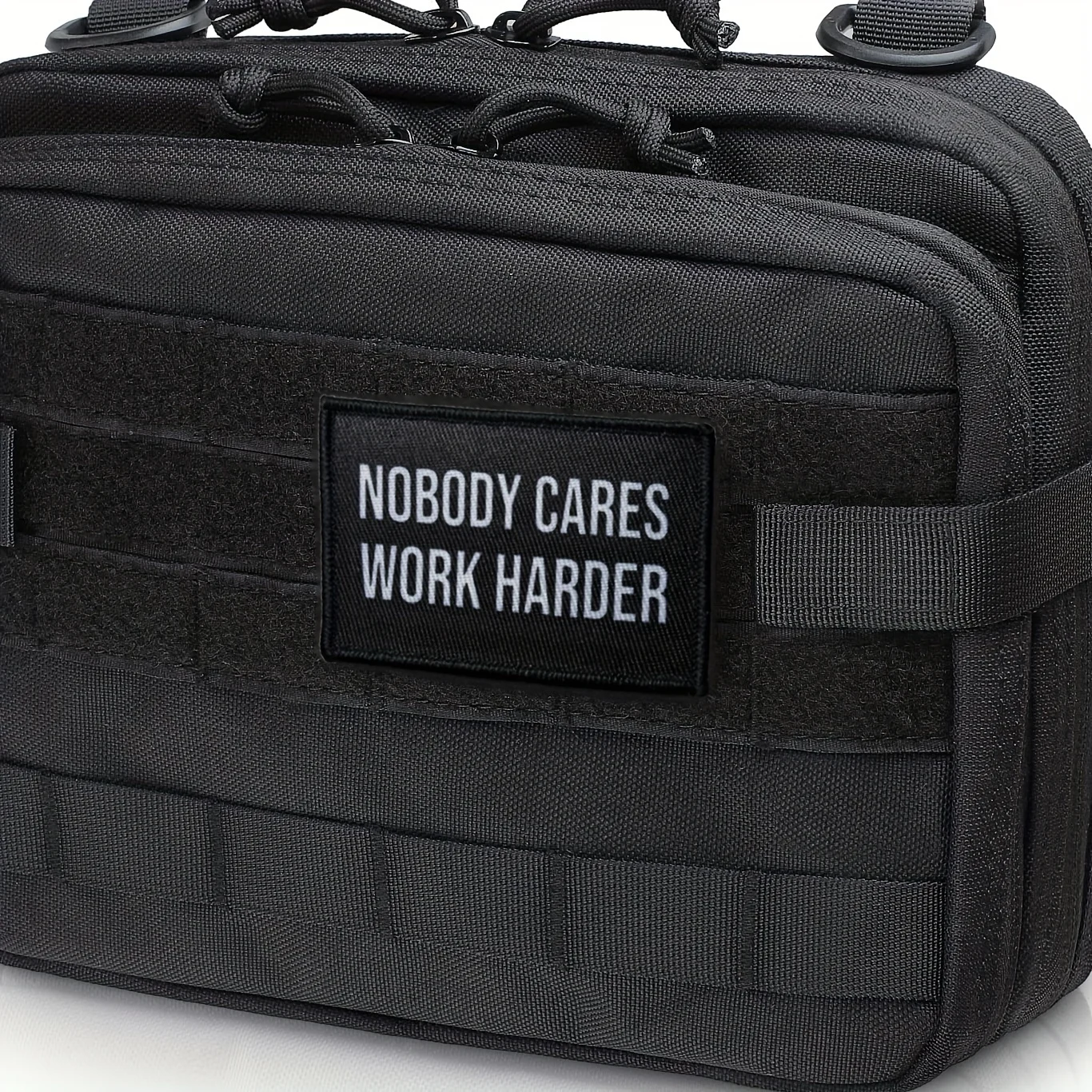 Parche bordado con respaldo de gancho y bucle para sombreros, bolsos y chaquetas de Nobody cars Work hard Morale - imagen 4